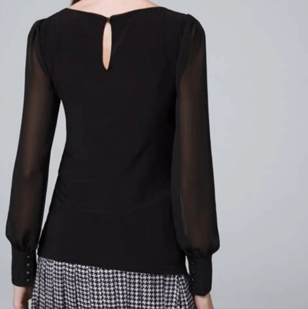 WHBM Chiffon-Sleeve Boatneck Top in Women's M - Picture 2 of 16